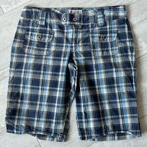 Vintage Columbia Bermuda shorts low rise plaid  Y2K blue outdoor skater golf 6